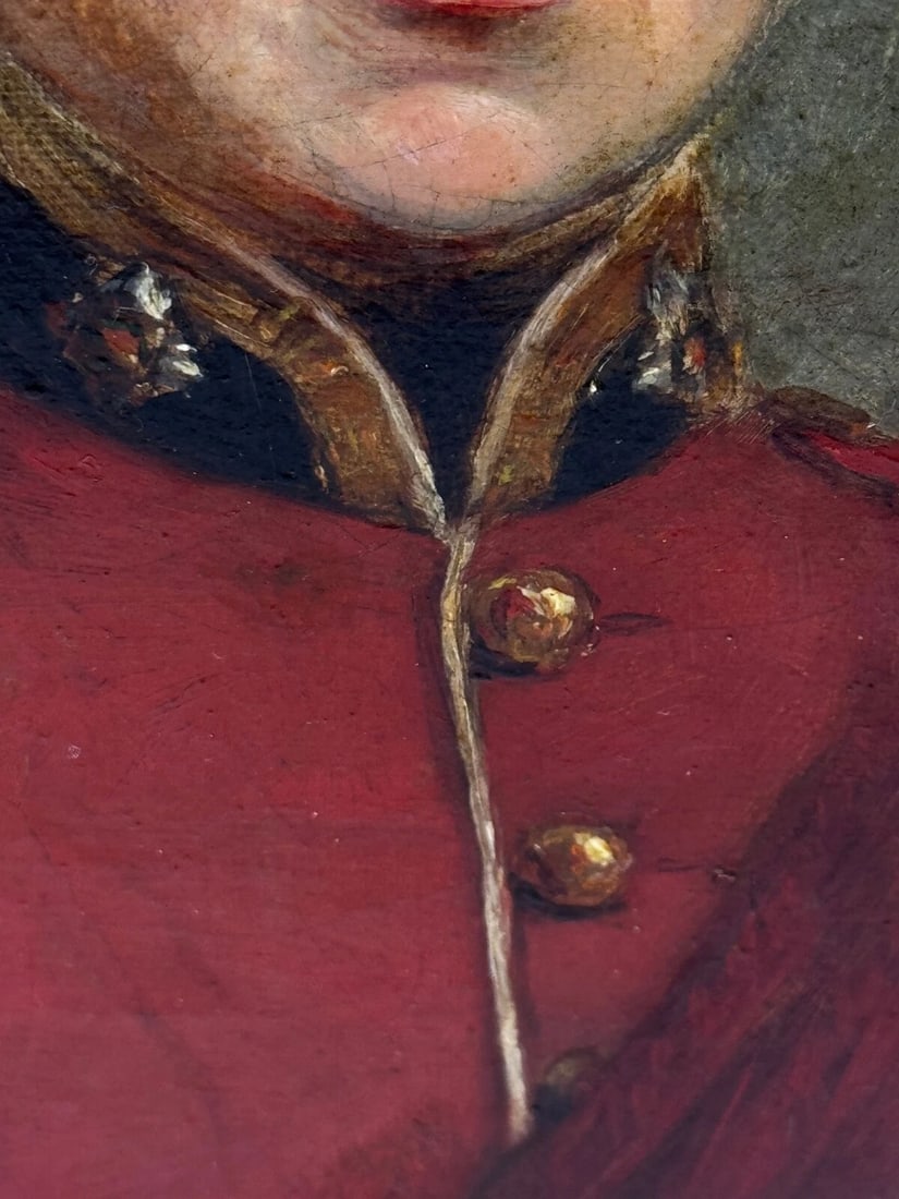 Oil Painting Portrait Red Coat Victorian Infantry Officer Second Lieutenant - 17