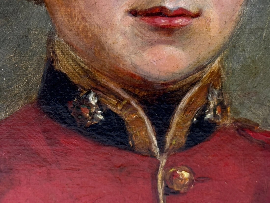 Oil Painting Portrait Red Coat Victorian Infantry Officer Second Lieutenant - 18