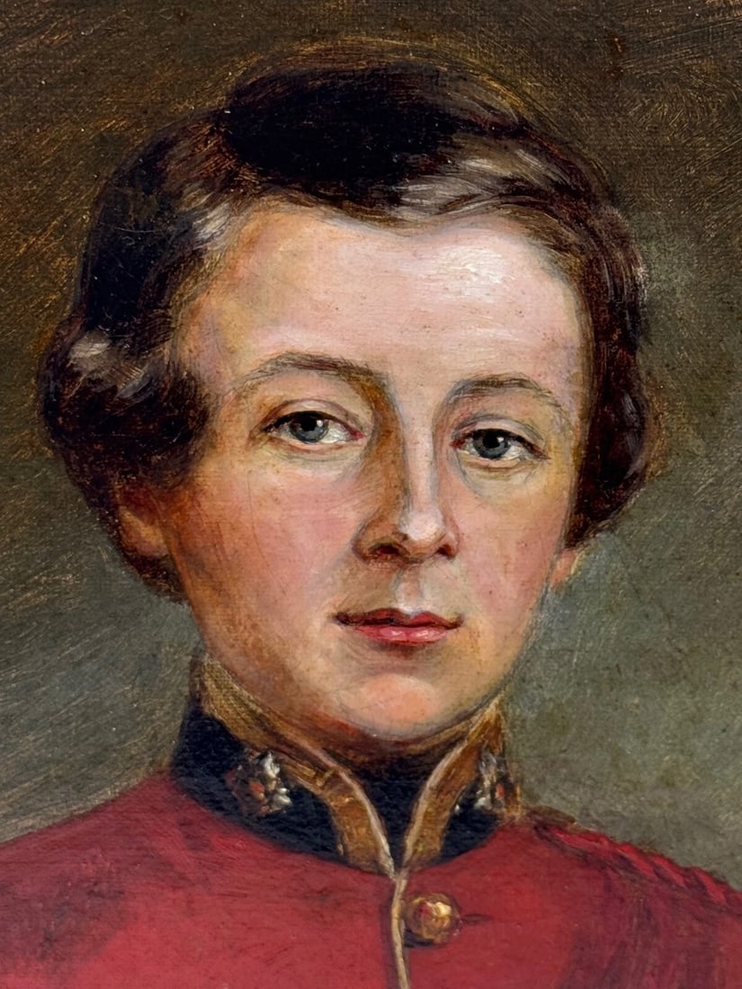 Oil Painting Portrait Red Coat Victorian Infantry Officer Second Lieutenant - 8
