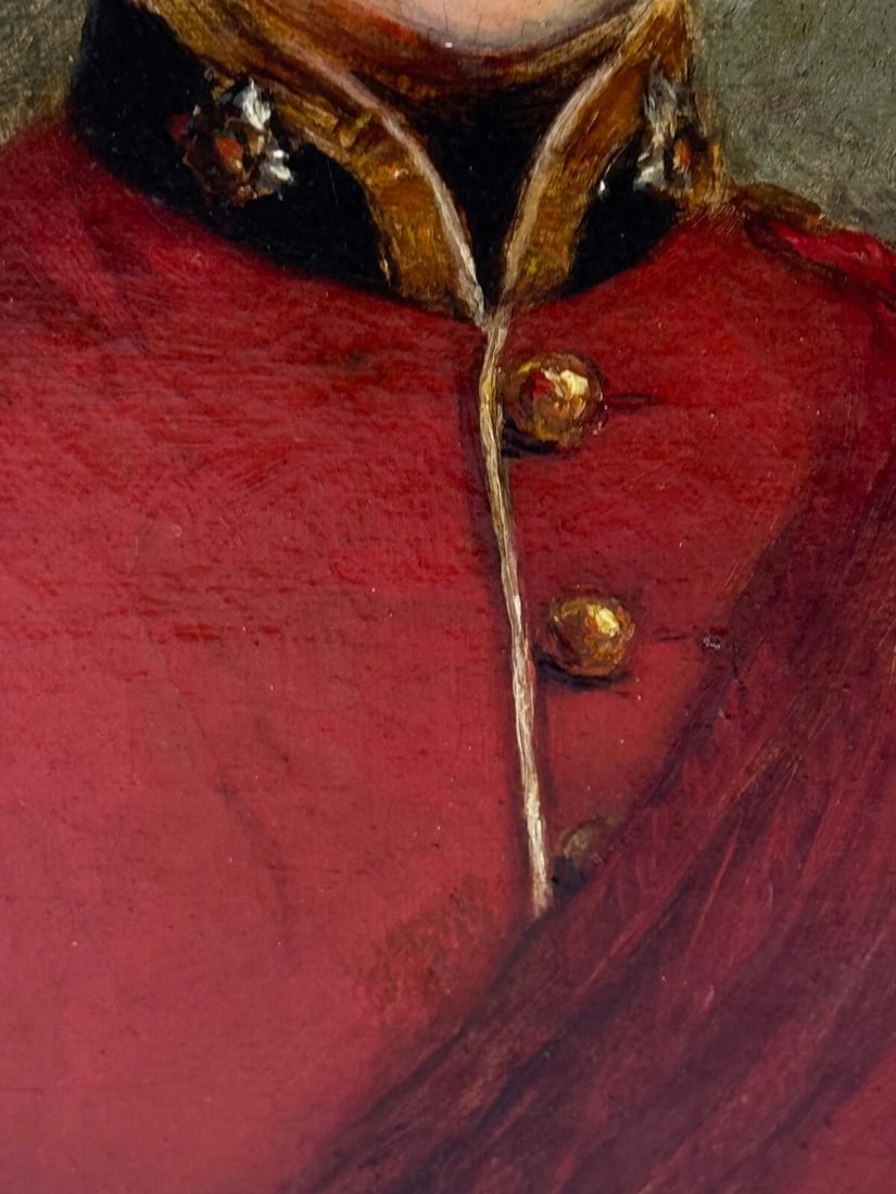 Oil Painting Portrait Red Coat Victorian Infantry Officer Second Lieutenant - 9