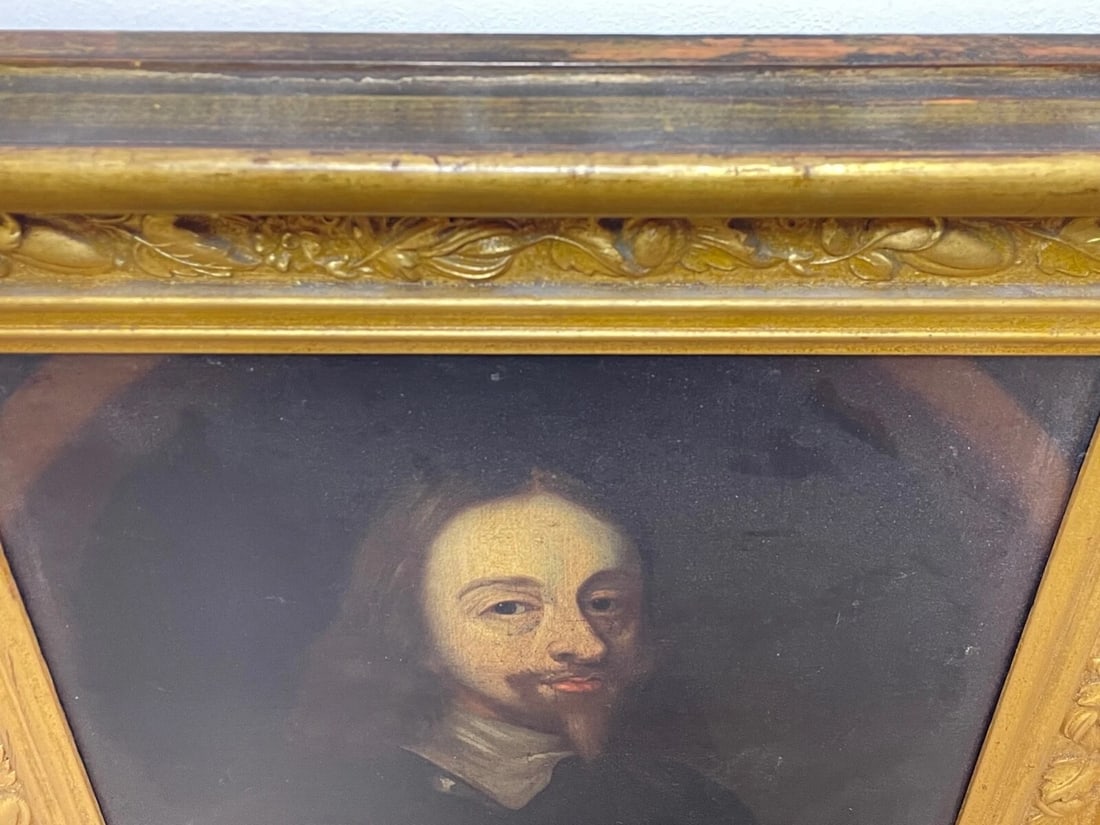 17th Century Oil Painting Royal King Charles I in Armour Circle Henry Stone - 6