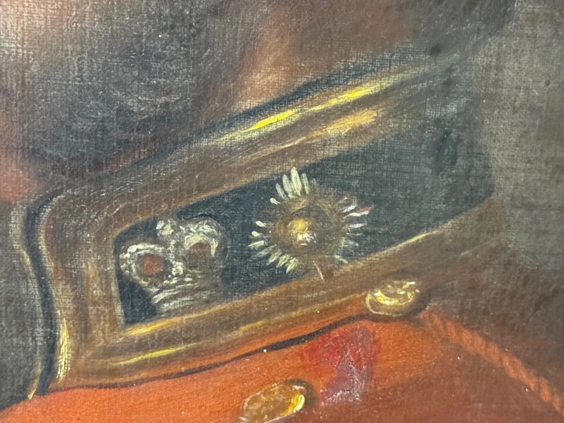 19th Century Military Oil Painting Portrait Red Tunic Coat Victorian Officer - 13