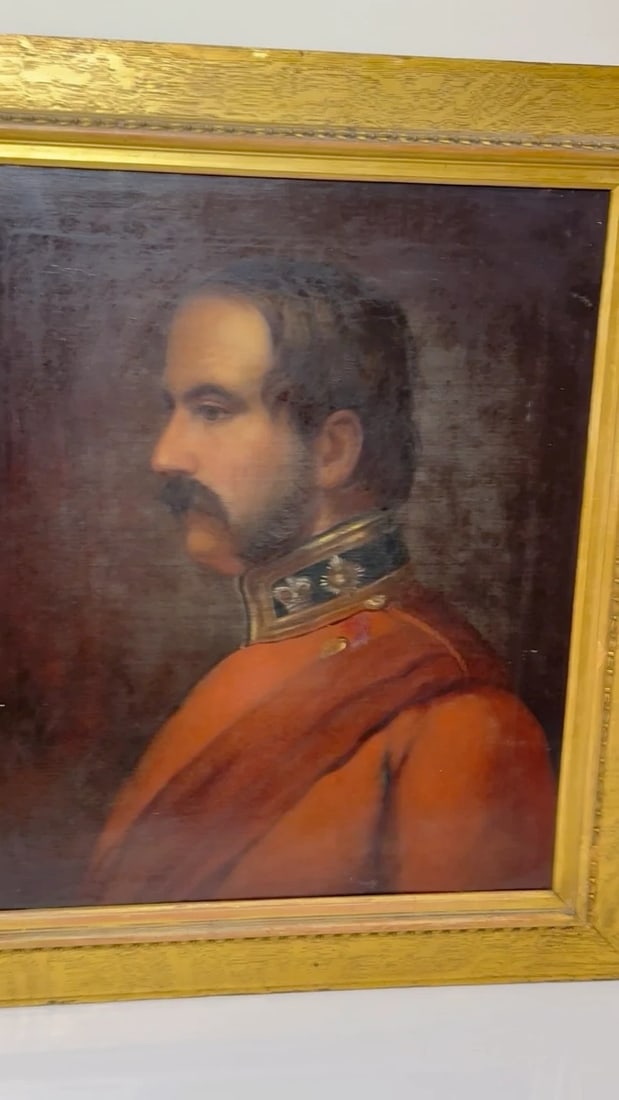 19th Century Military Oil Painting Portrait Red Tunic Coat Victorian Officer - 2