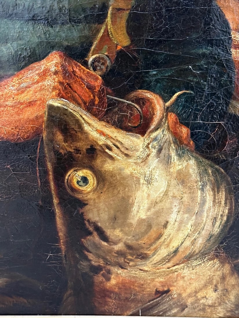 Newlyn 19th Century Marine Oil Painting Portrait Cornish Fisherman Hooked Catch - 8