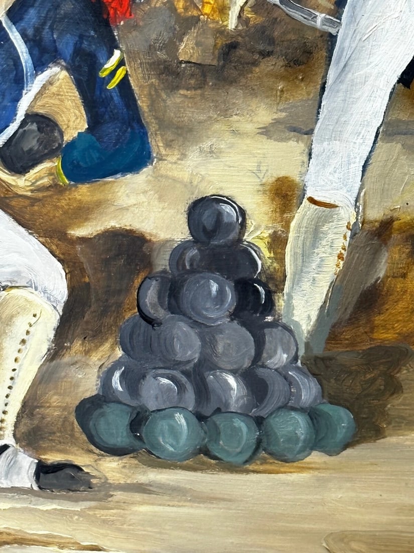 Oil Painting Battle Waterloo Red Coats Against French Napoleon & Ney Overlooking - 14