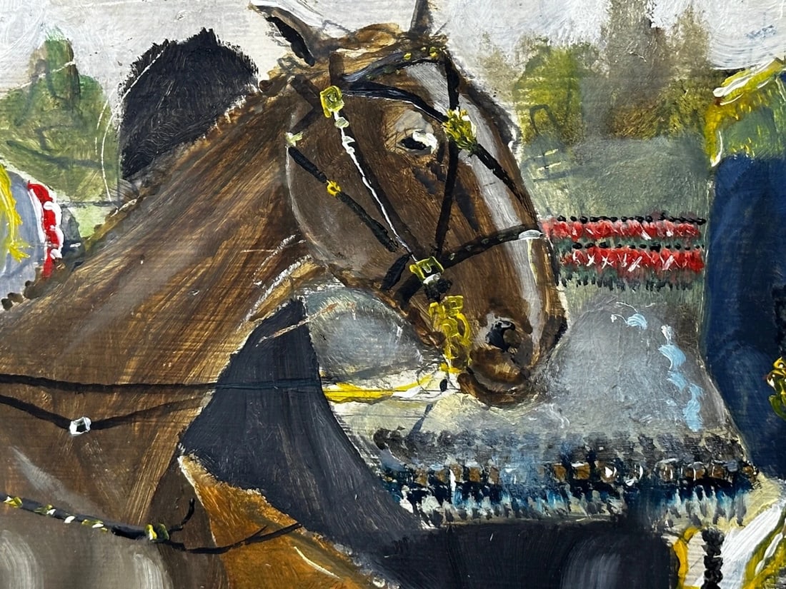 Oil Painting Battle Waterloo Red Coats Against French Napoleon & Ney Overlooking - 19