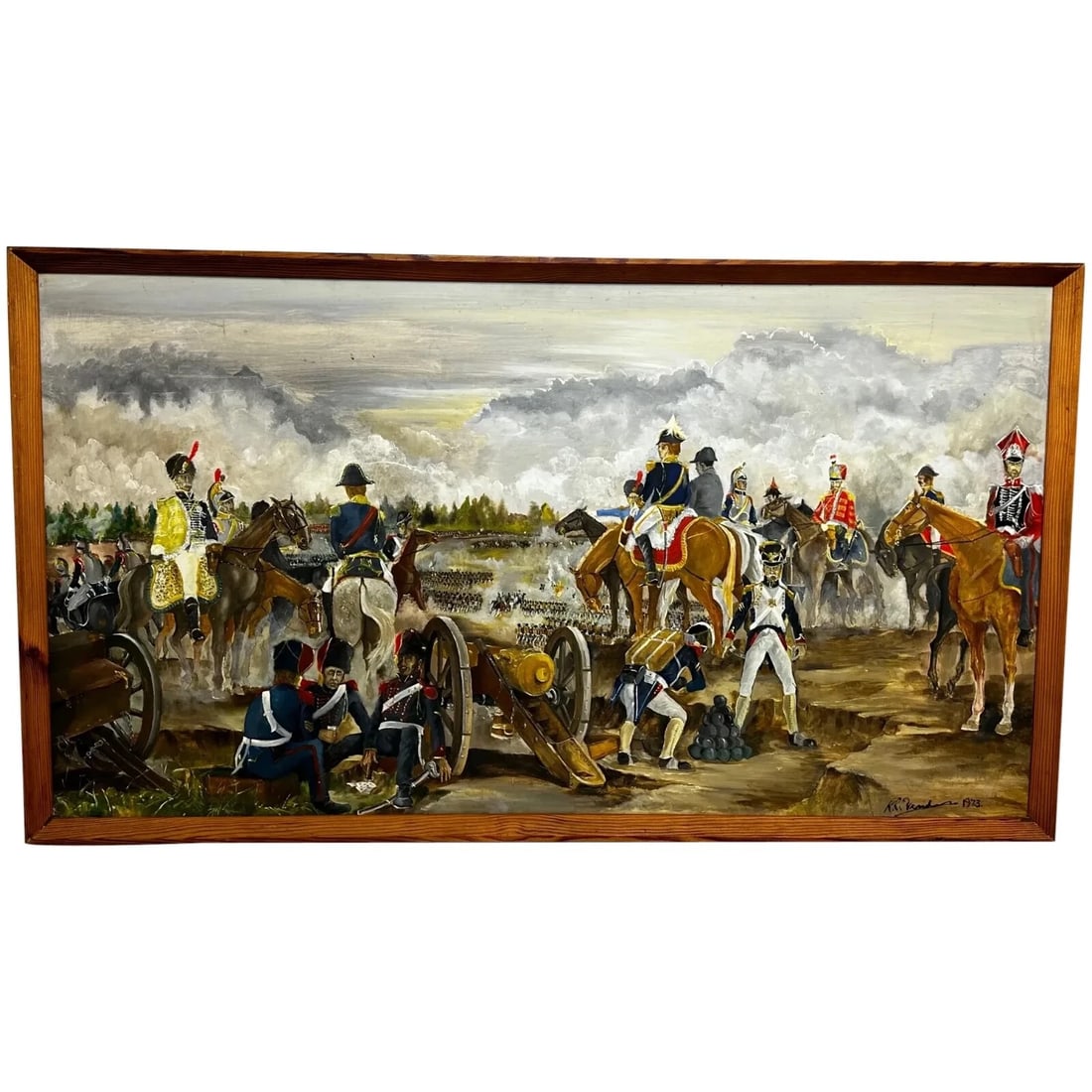 Oil Painting Battle Waterloo Red Coats Against French Napoleon & Ney Overlooking: Title: Oil Painting Battle Waterloo Red Coats Against French Napoleon & Ney Overlooking Description: BUY NOW £3000 1 British Impressionist Military Battle Of Waterloo 1815 Oil Painting Wellington's R