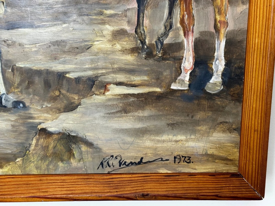 Oil Painting Battle Waterloo Red Coats Against French Napoleon & Ney Overlooking - 7