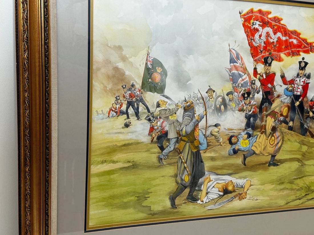 Large Painting Battle Chusan Opium Wars 55th Westmorland Assaulting Guards Hill - 12