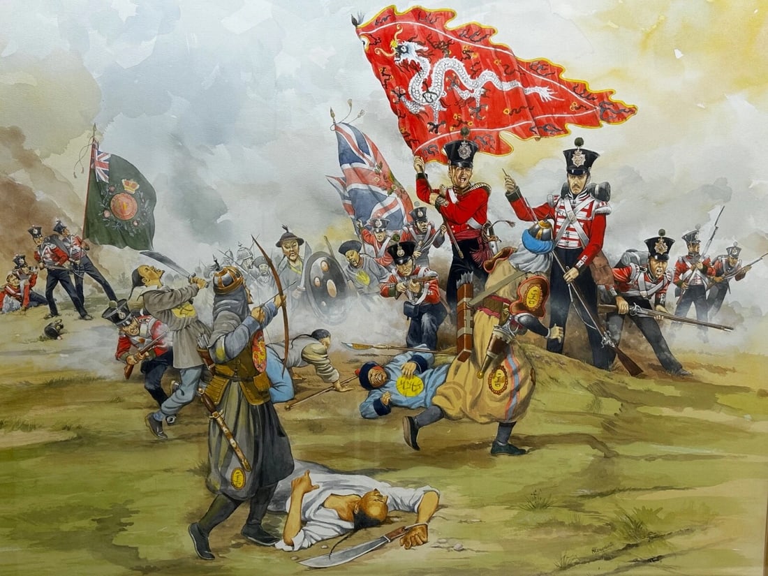 Large Painting Battle Chusan Opium Wars 55th Westmorland Assaulting Guards Hill - 2