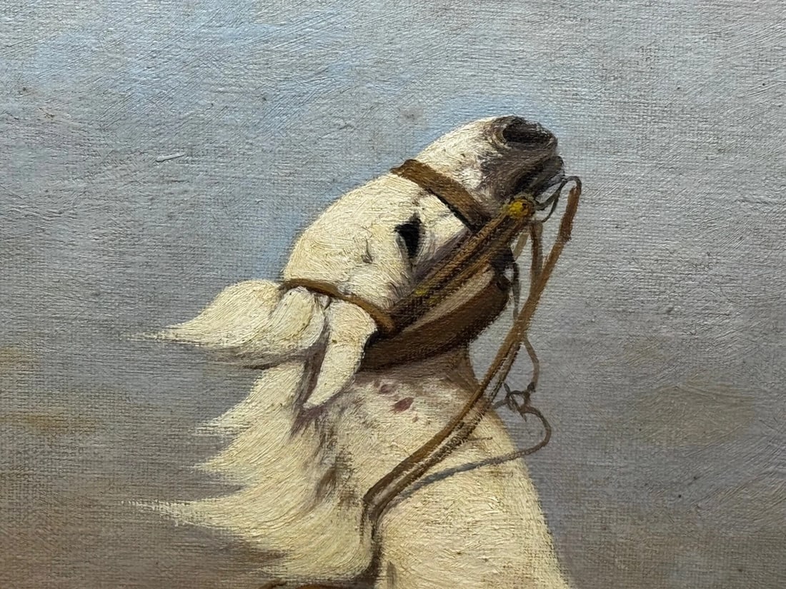 WW1 Charleroi Great Retreat Oil Painting Runaway Horses By Edith Alice Simkins - 13