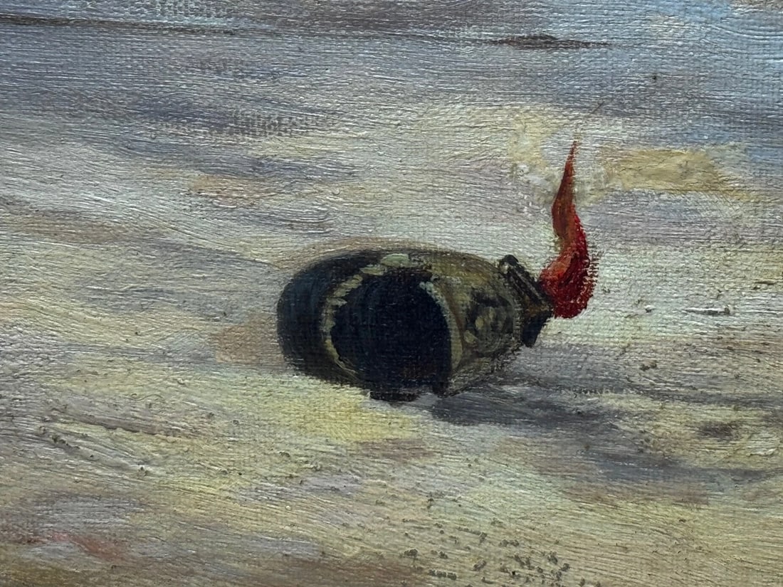 WW1 Charleroi Great Retreat Oil Painting Runaway Horses By Edith Alice Simkins - 14