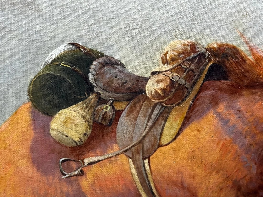 WW1 Charleroi Great Retreat Oil Painting Runaway Horses By Edith Alice Simkins - 20