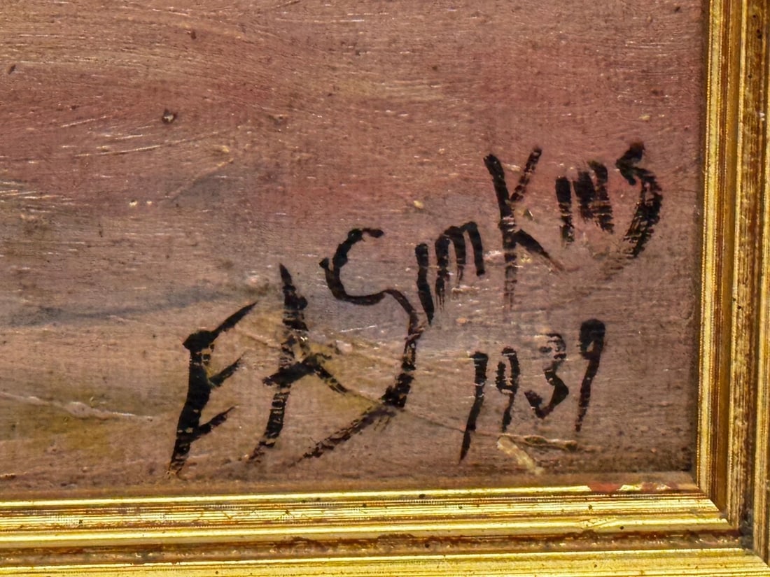 WW1 Charleroi Great Retreat Oil Painting Runaway Horses By Edith Alice Simkins - 9