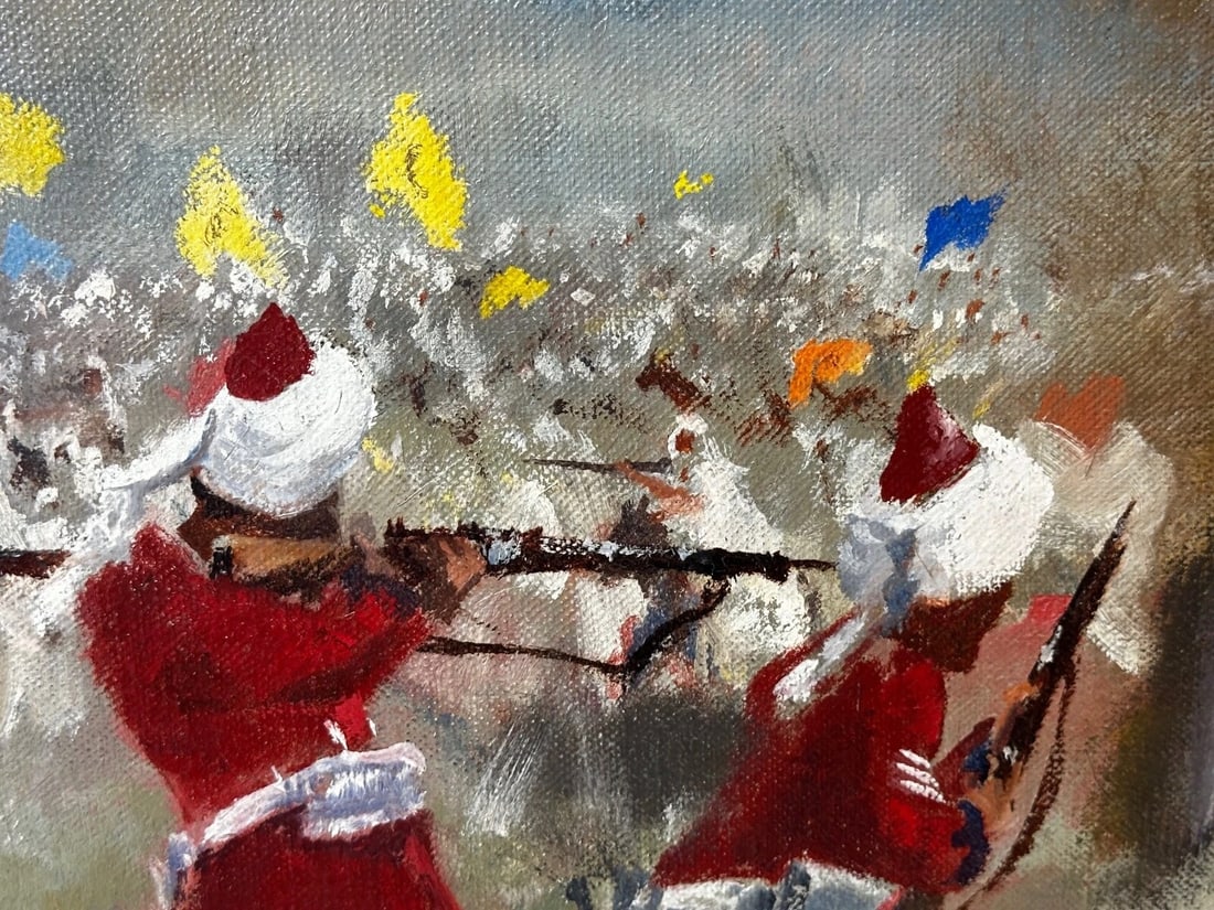 Oil Painting Military Battle Kam Dakkha 2nd Afghan War By Francis Russell Flint - 14