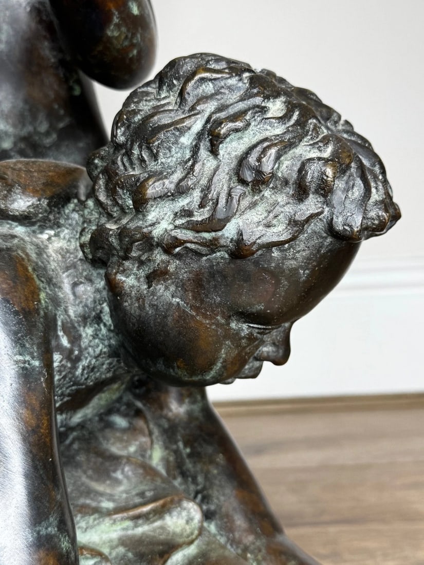 Grand Tour French Bronze Group Call of the Triton Conch Sea Putti After Clodion - 16