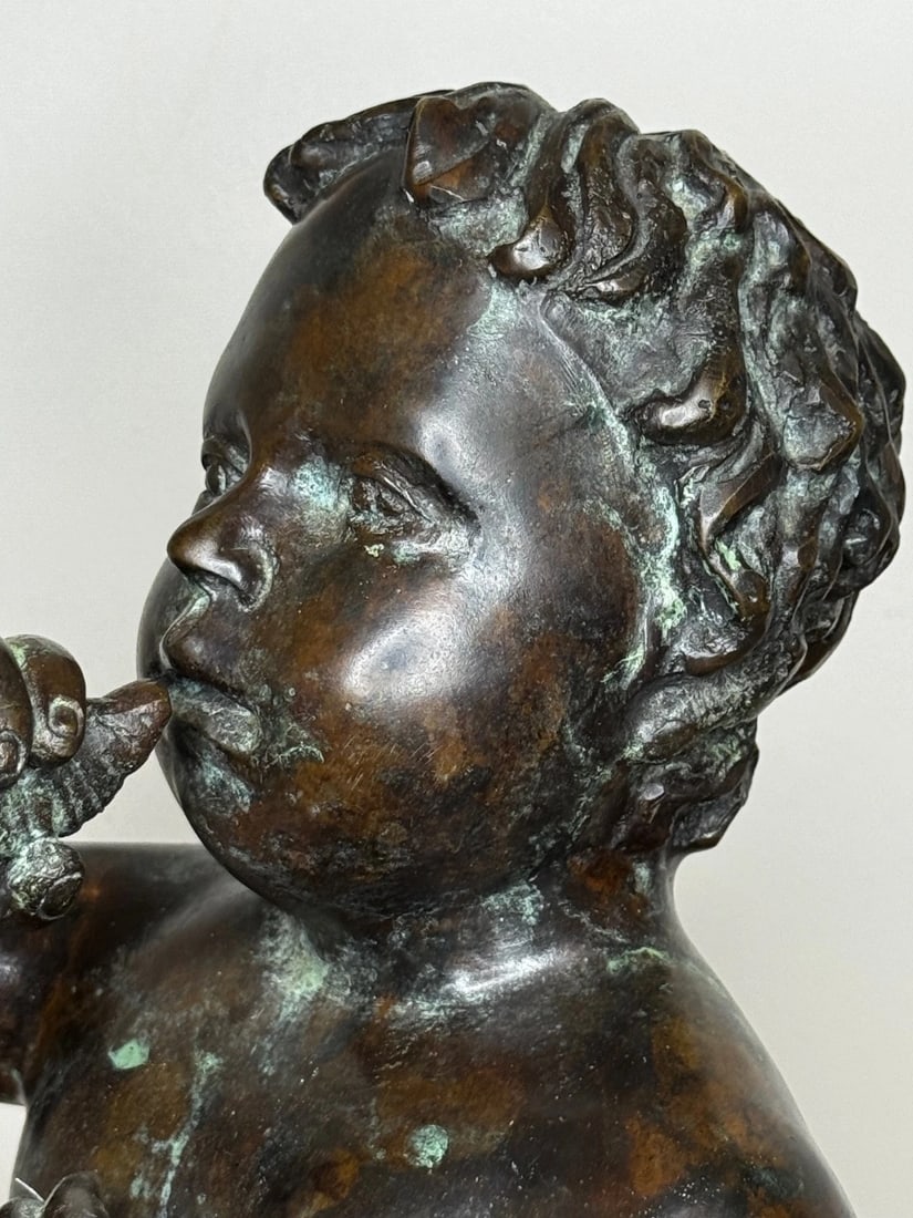 Grand Tour French Bronze Group Call of the Triton Conch Sea Putti After Clodion - 19