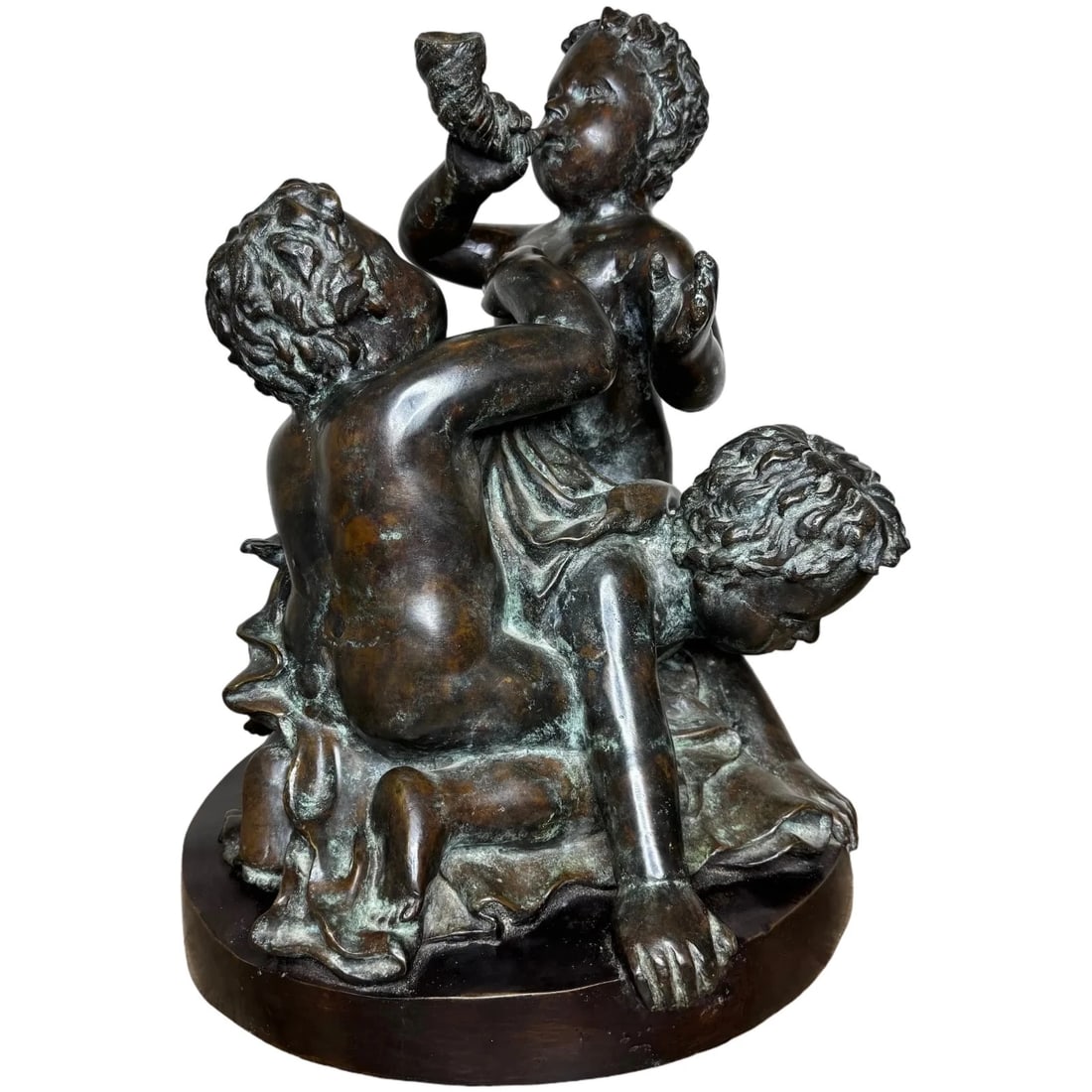 Grand Tour French Bronze Group Call of the Triton Conch Sea Putti After Clodion: Title: Grand Tour French Bronze Group Call of the Triton Conch Sea Putti After Clodion Description: Classical Grand Tour French Bronze Group – “Call of the Triton Conch” Sea Putti, After