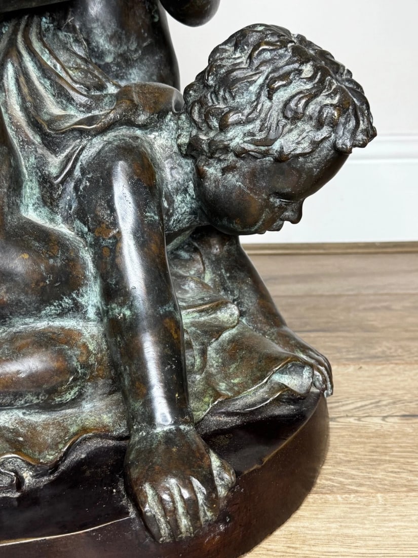 Grand Tour French Bronze Group Call of the Triton Conch Sea Putti After Clodion - 6