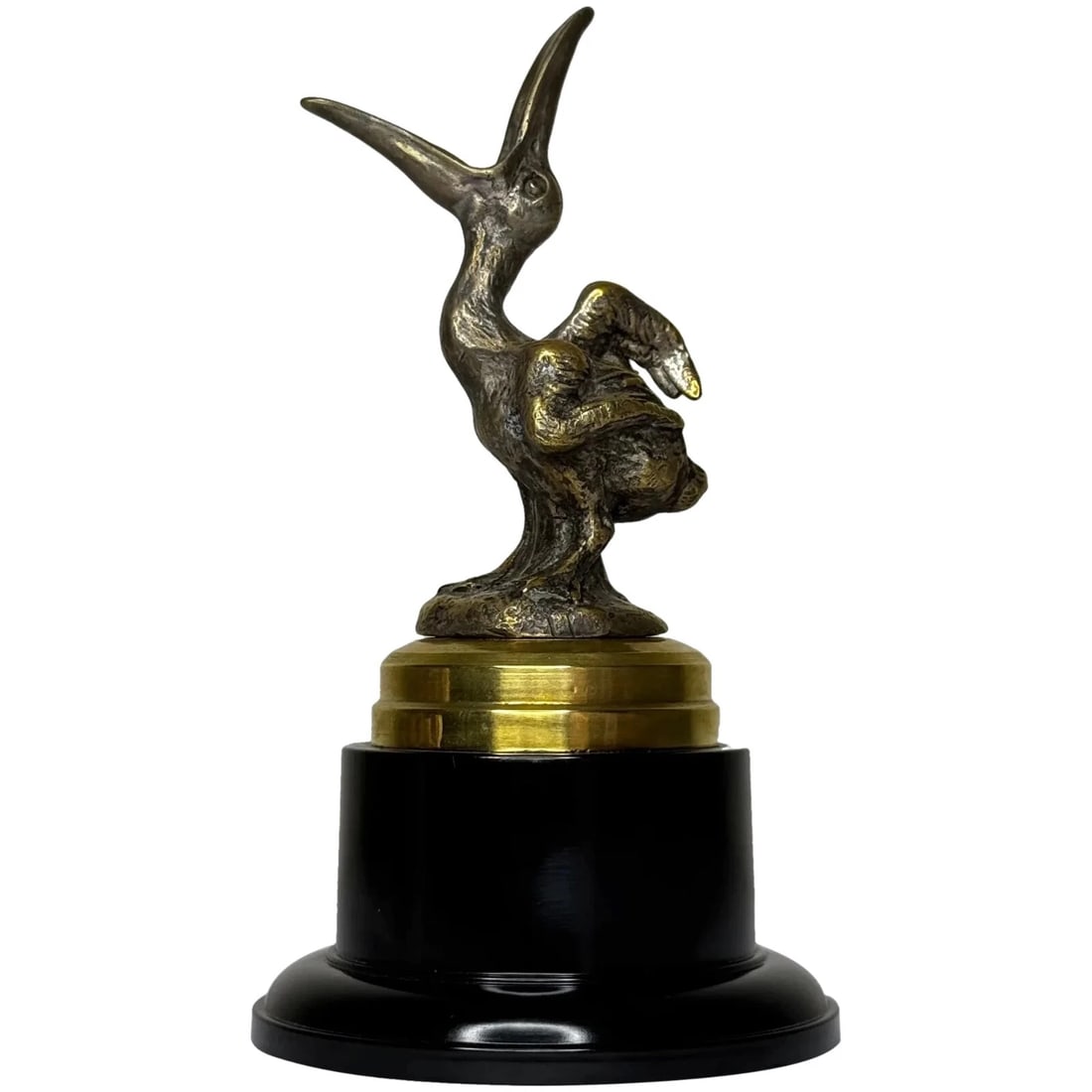 Majestic Grace Fine Spanish Art Deco Pelican Mascot Sculpture on Stand: Title: Majestic Grace Fine Spanish Art Deco Pelican Mascot Sculpture on Stand Description: 1 Fine Majestic Grace Spanish Antique Art Deco Ornithology Bird Pelican Mascot Sculpture On Stand by Antoine