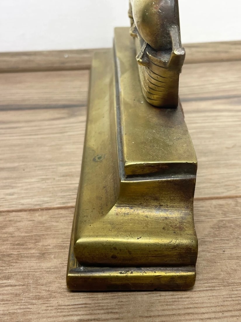 Antique English Victorian 19th Century Brass HMS Victory Door Porter Stay Stop - 12