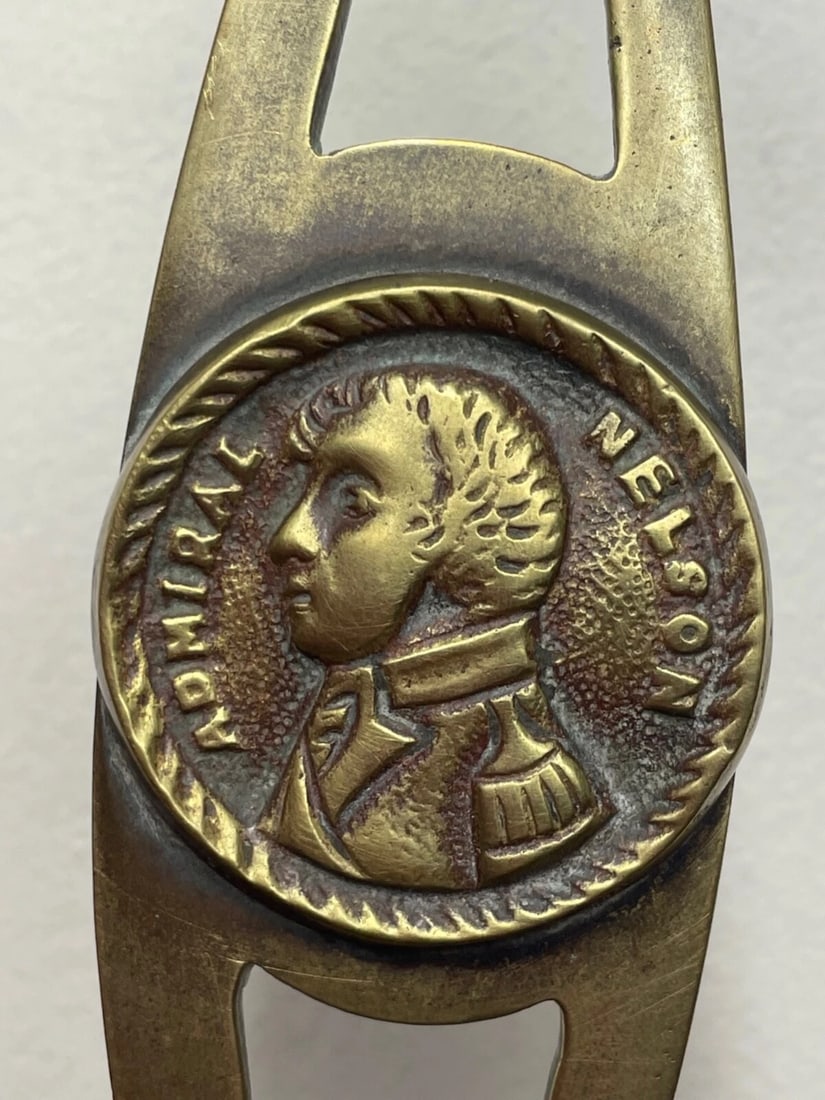 Antique English Victorian 19th Century Brass HMS Victory Door Porter Stay Stop - 7