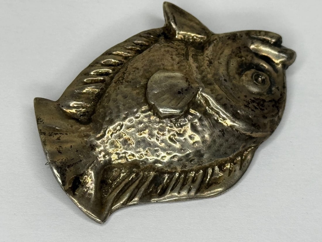 Mid-Century Sterling Silver Bream Fish Brooch Scandinavian Modernist Style Taste - 15