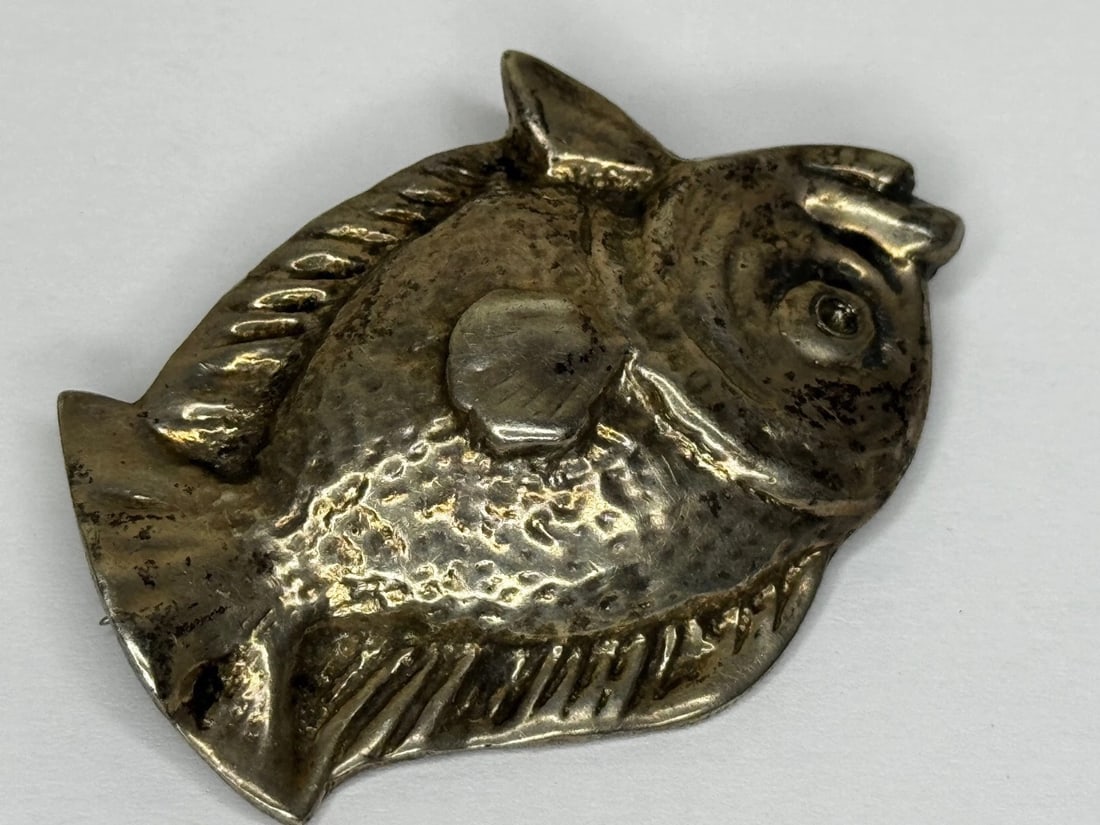 Mid-Century Sterling Silver Bream Fish Brooch Scandinavian Modernist Style Taste - 16