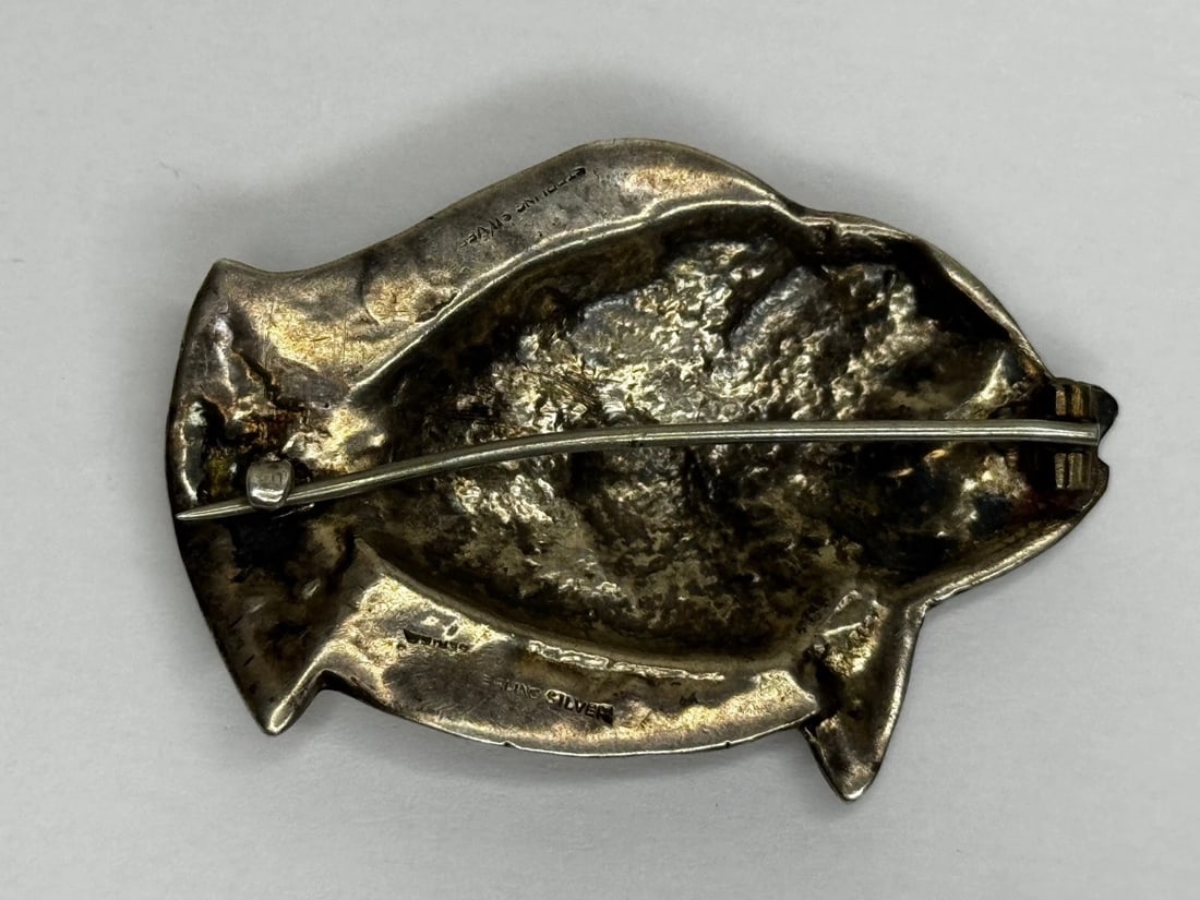 Mid-Century Sterling Silver Bream Fish Brooch Scandinavian Modernist Style Taste - 17
