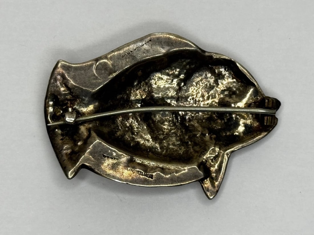 Mid-Century Sterling Silver Bream Fish Brooch Scandinavian Modernist Style Taste - 18