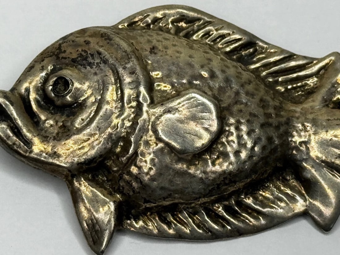 Mid-Century Sterling Silver Bream Fish Brooch Scandinavian Modernist Style Taste - 3