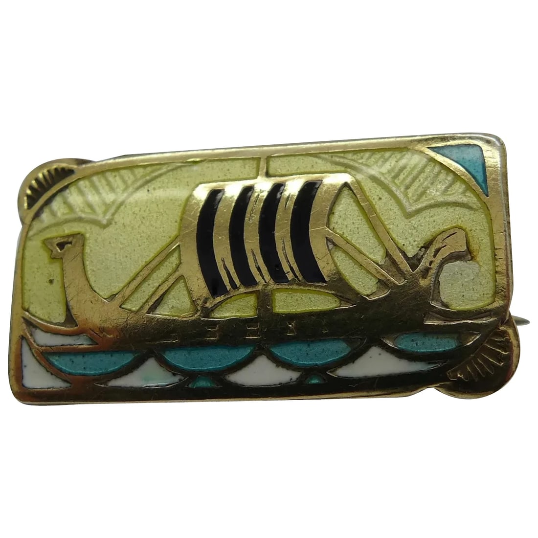 Antique Art Nouveau 925 Silver Gilt Enamel Viking Ship Brooch Gustav Gaudernack (1 of 20)