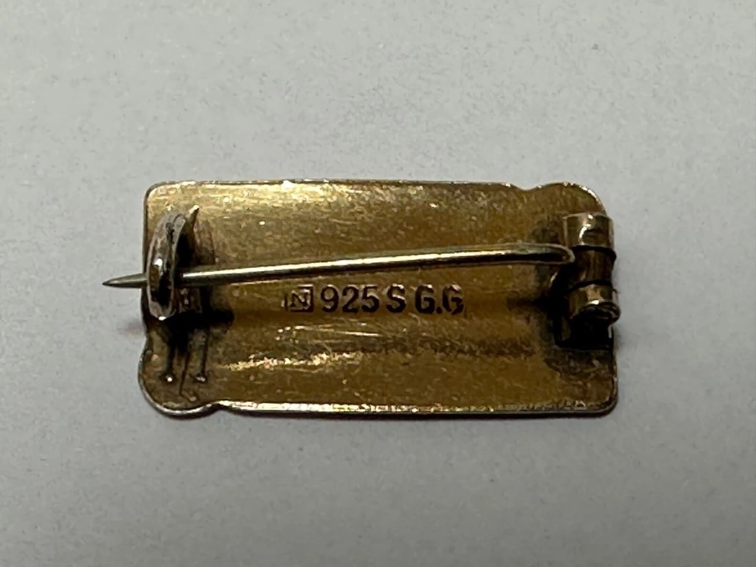 Antique Art Nouveau 925 Silver Gilt Enamel Viking Ship Brooch Gustav Gaudernack - 20