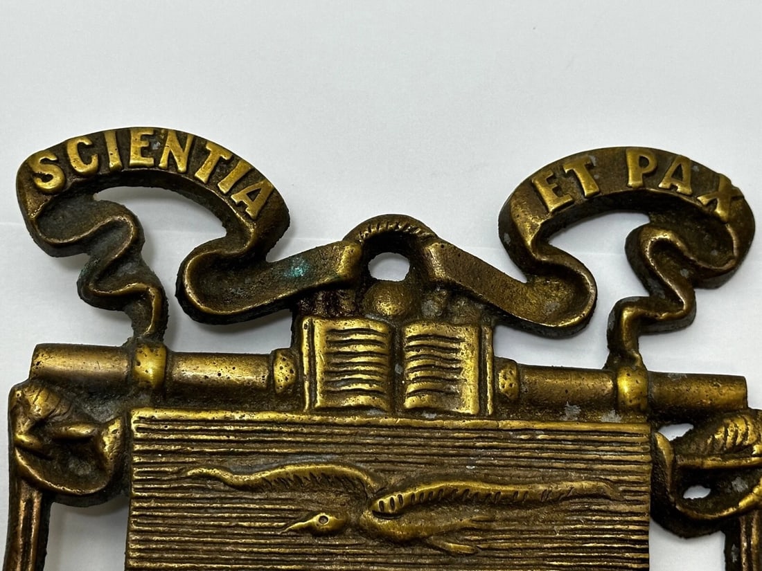 Antique Nautical Marine Anchor Chain Seagull Wall Plaque Scientia Et Pax - 4