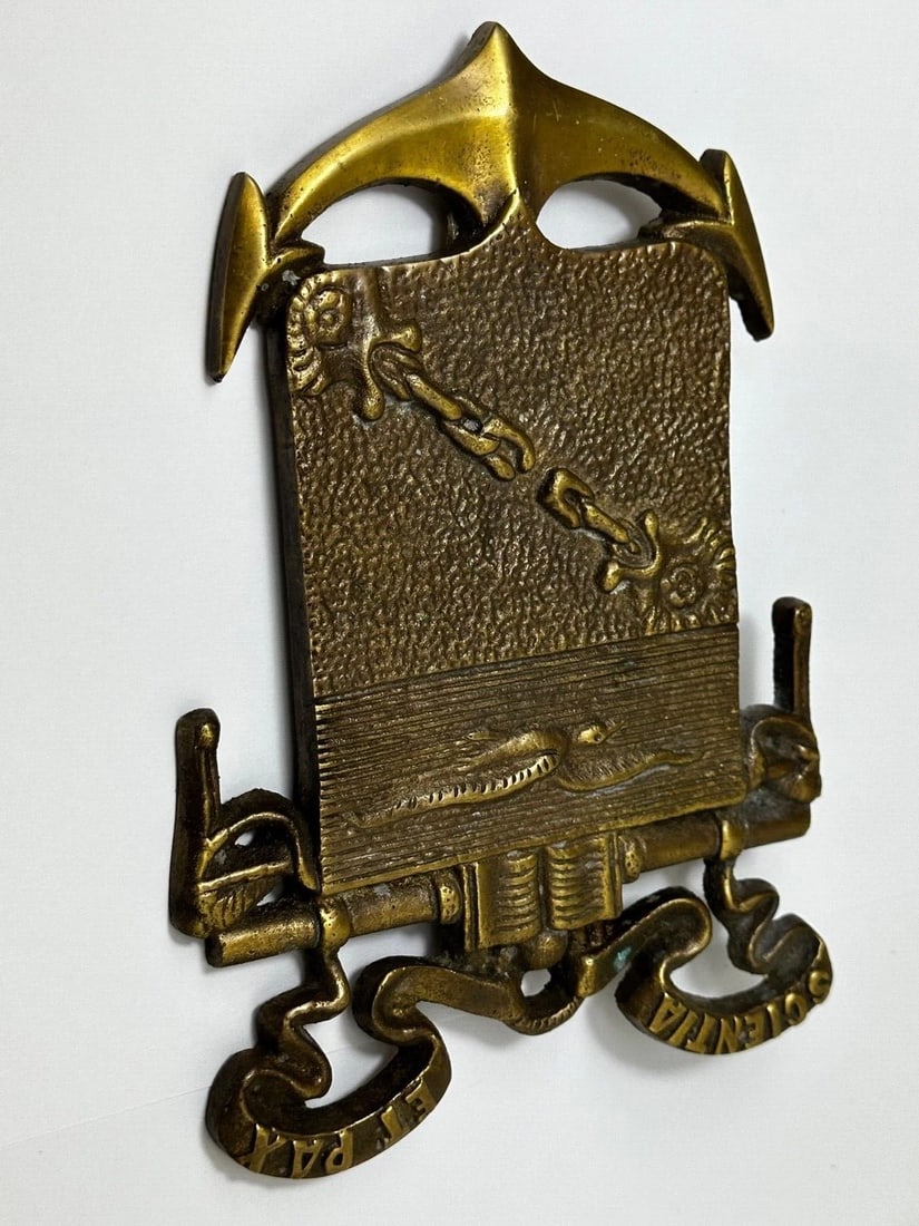 Antique Nautical Marine Anchor Chain Seagull Wall Plaque Scientia Et Pax - 5