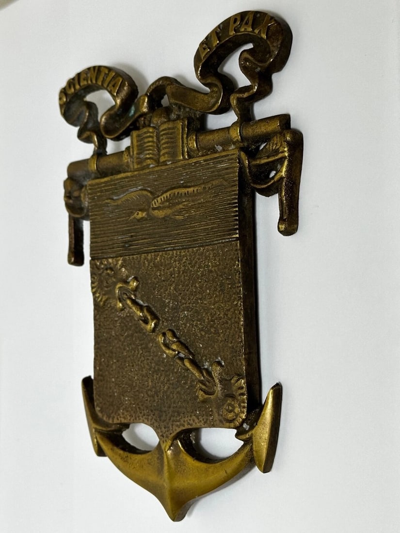 Antique Nautical Marine Anchor Chain Seagull Wall Plaque Scientia Et Pax - 9