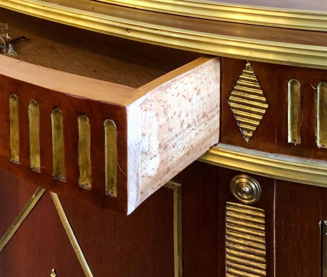 Palatial Russian Neoclassical Style Demilune Console Cabinet - 11