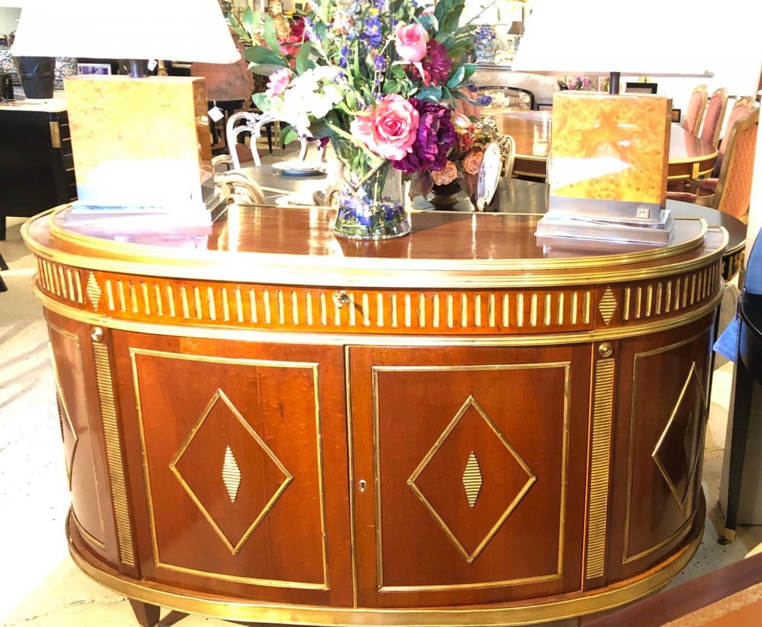 Palatial Russian Neoclassical Style Demilune Console Cabinet - 6