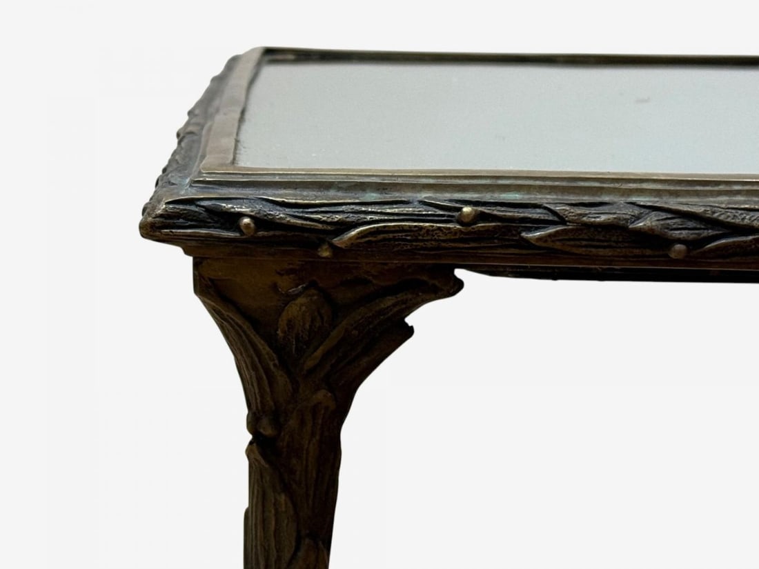 Maison Bagues Style, Bronze, Mirror, Faux Bois Coffee Table, France, 1940s - 7