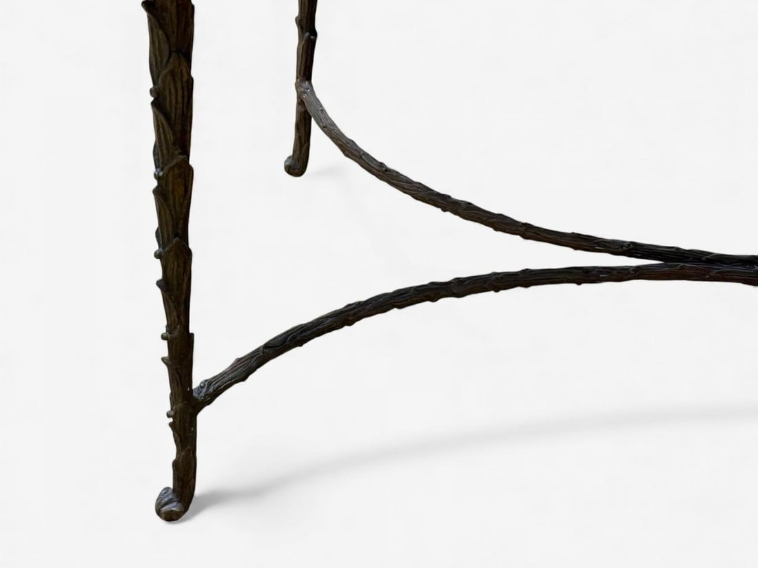 Maison Bagues Style, Bronze, Mirror, Faux Bois Coffee Table, France, 1940s - 8