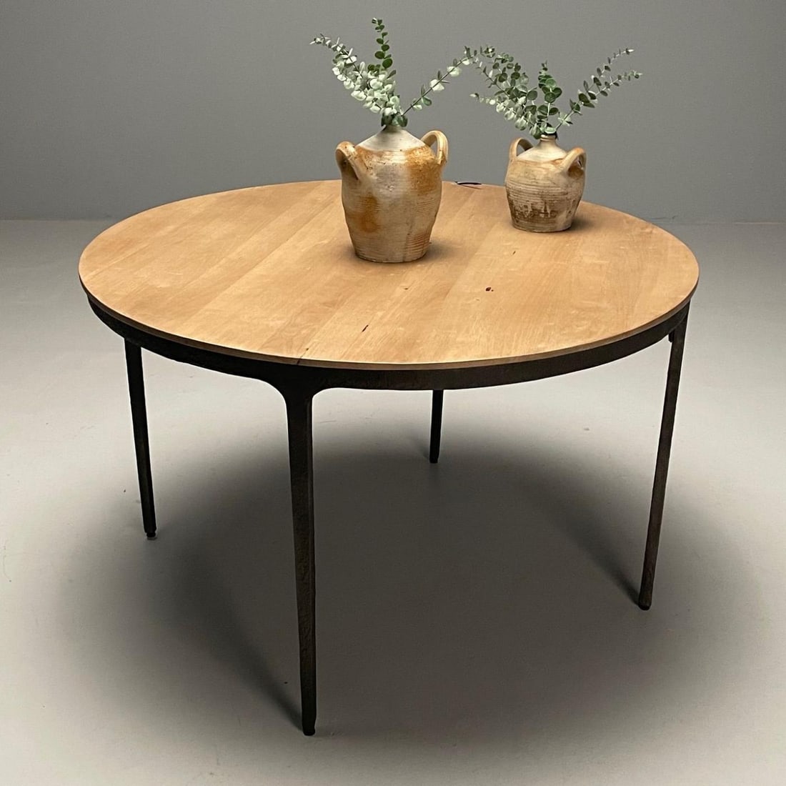 Contemporary, Brutalist, Round Center Table, Elm, Metal - 5