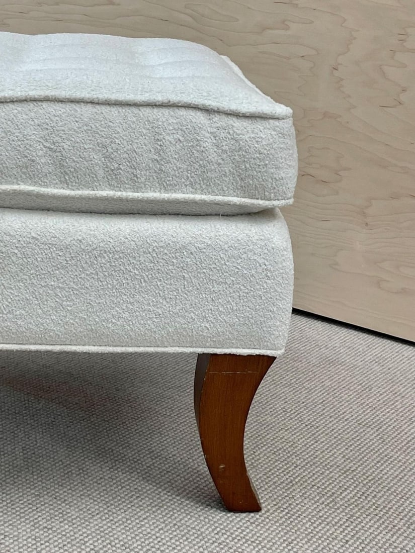 Mid-Century Modern American Designer Tufted Ottomans, Stools, Walnut, Bouclé - 11