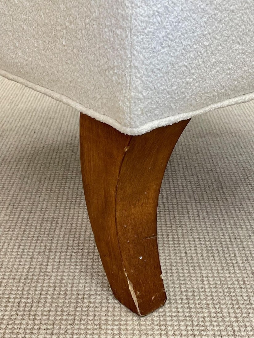 Mid-Century Modern American Designer Tufted Ottomans, Stools, Walnut, Bouclé - 12