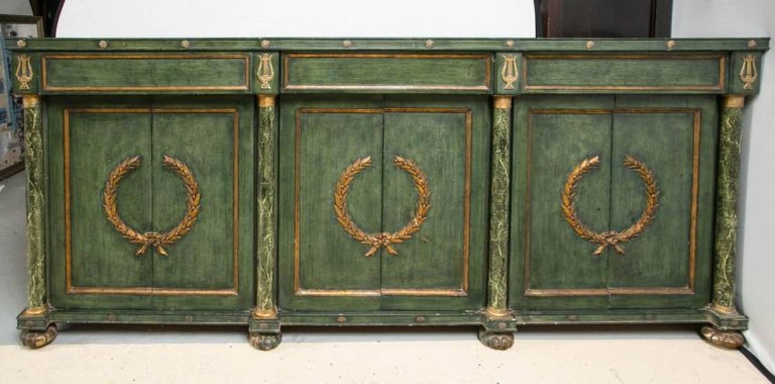 Monumental Italian Neoclassical Style Paint Decorated Marble-Top Console - 3