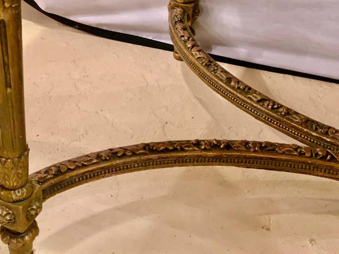 Center Table or Console Louis XVI Jansen Style Stunning Marble Top Gilt Base - 10