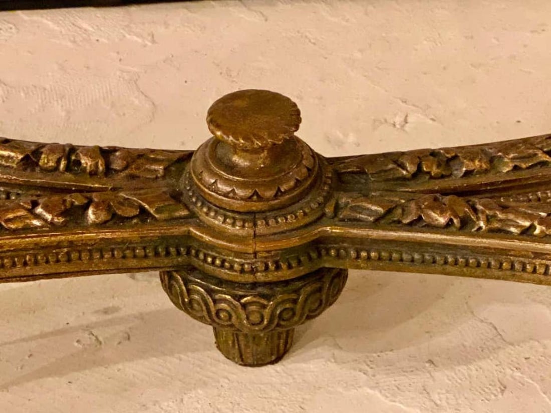 Center Table or Console Louis XVI Jansen Style Stunning Marble Top Gilt Base - 9