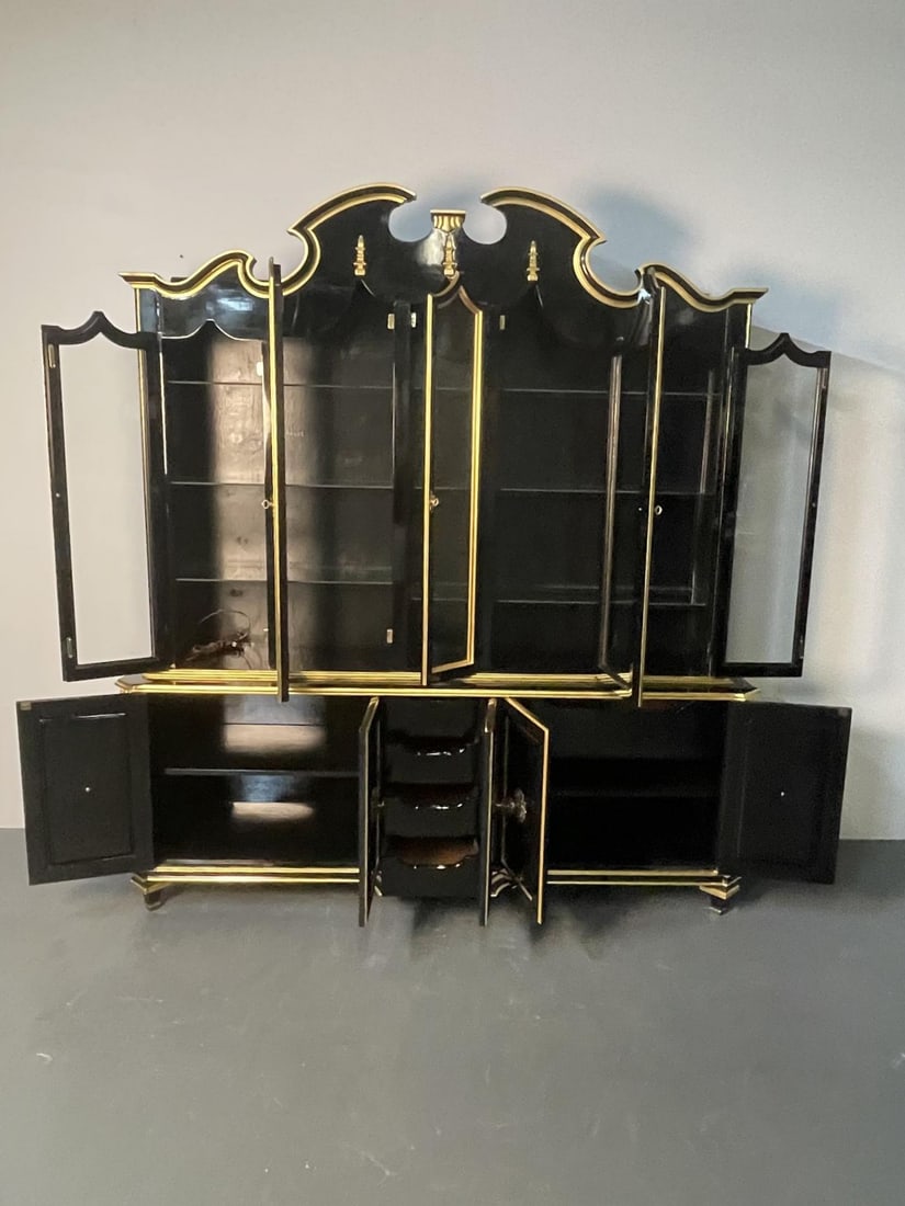 Hollywood Regency Style Bookcase / China Cabinet, Ebonized, Grosfeld House - 7