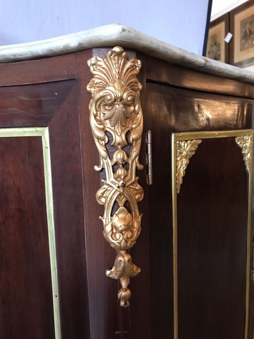 Pair of Jansen Style Double Door Marble-Top Bedside Cabinets or End Tables - 8