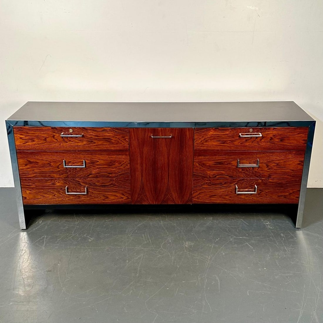 Mid-Century Modern Milo Baughman Rosewood Dresser for John Stuart, Chrome Accent - 5