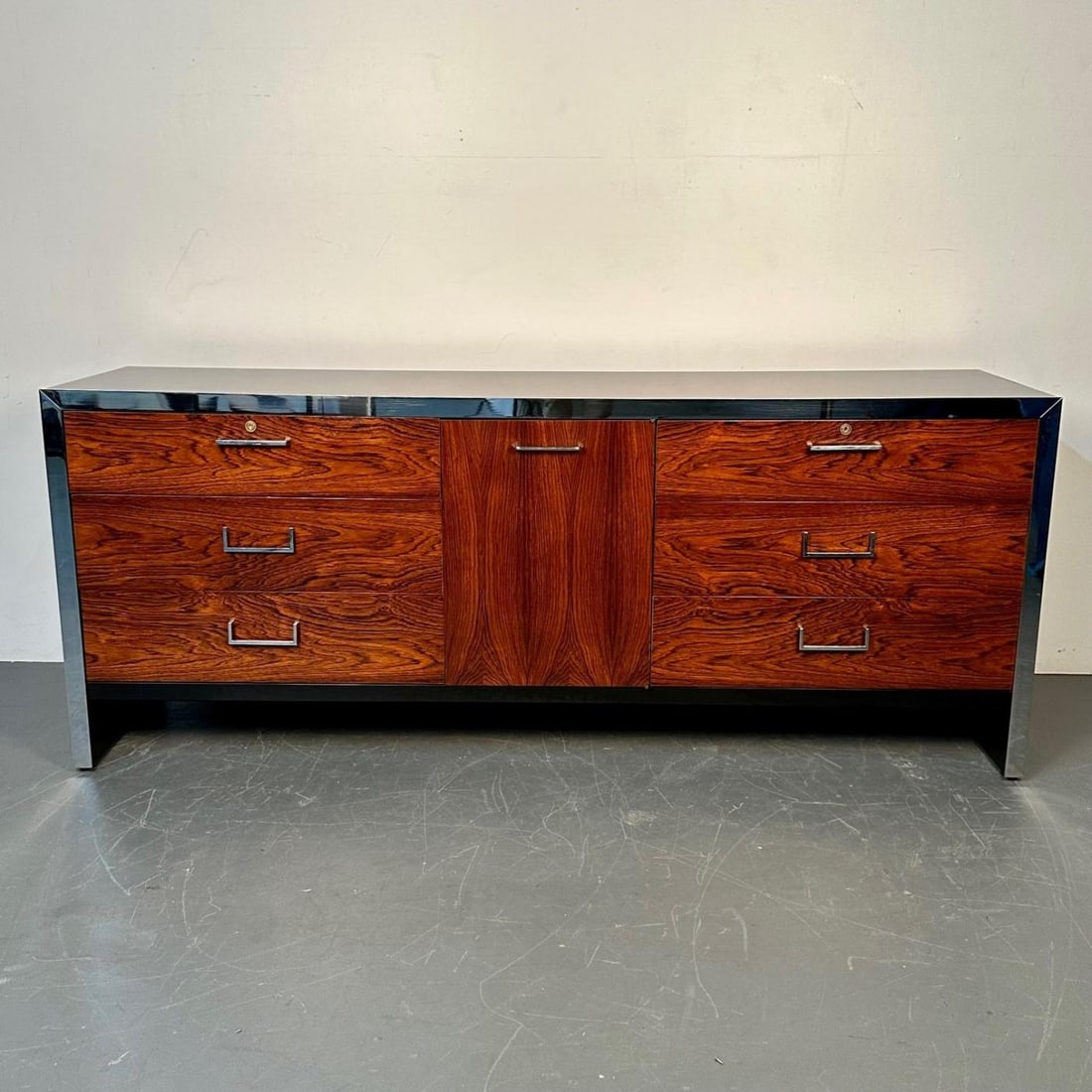Mid-Century Modern Milo Baughman Rosewood Dresser for John Stuart, Chrome Accent - 8